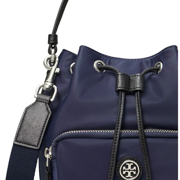 NWT Authentic Tory Burch Virginia Bucket Mini bag Color: navy bLue - Picture 9 of 11